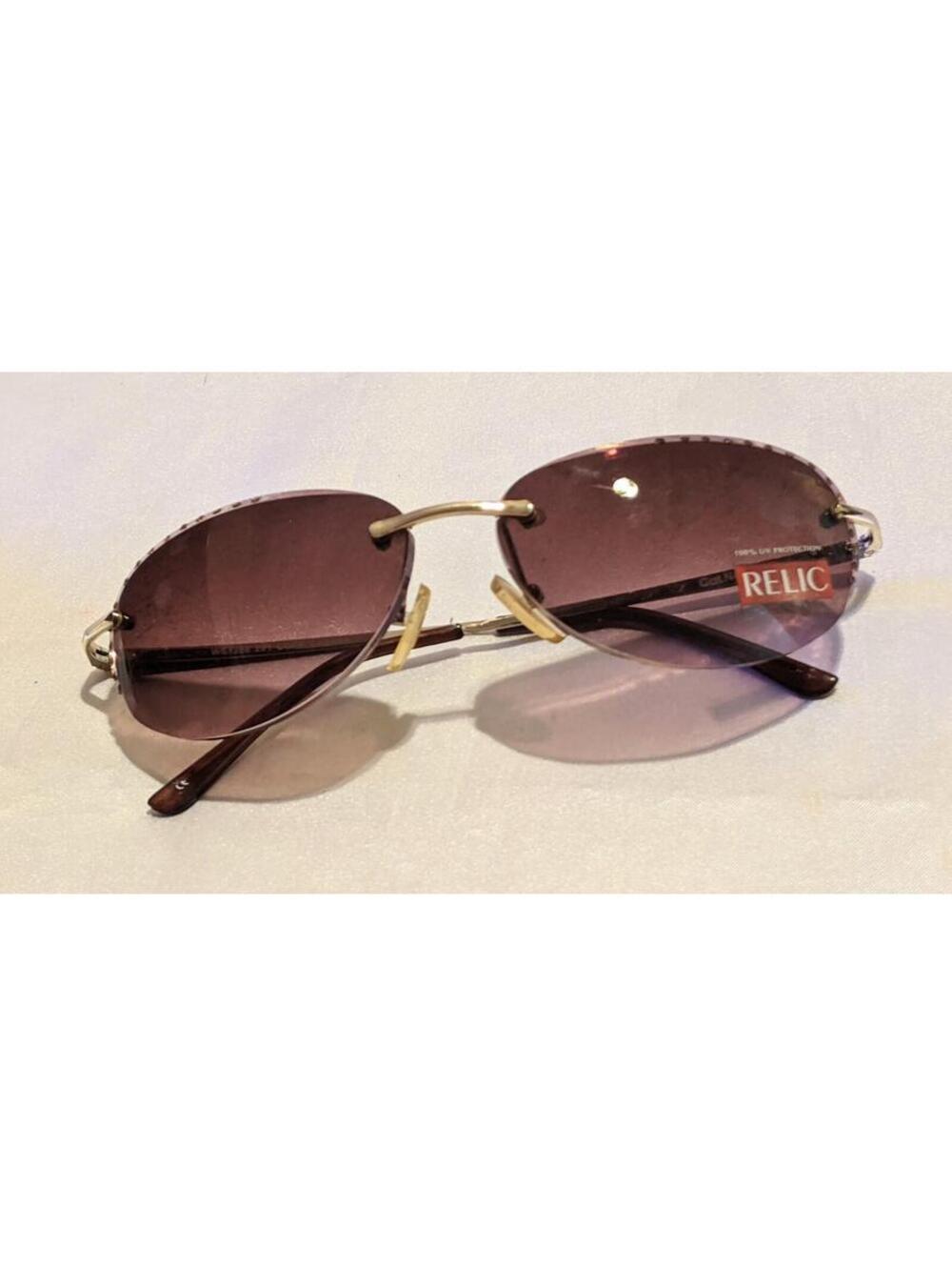 Relic Sunwear Copa Cabana Sunglasses Amber Brown Lenses w/ Gems 100% UV Protect